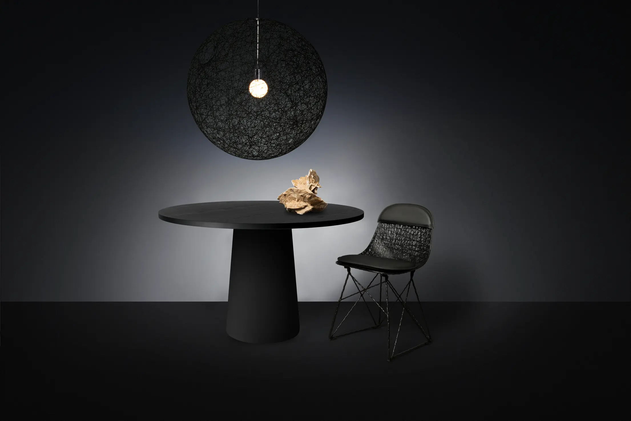 Moooi haiku with random light container classic black and carbon chair 